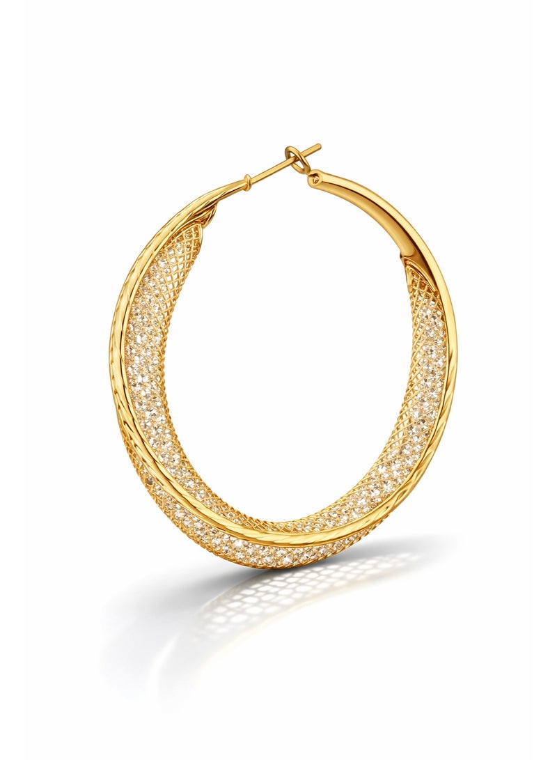 3Diamonds Gold Plated Hoop Earrings for Women | Sparkling Stones, Elegant Design - Image 1